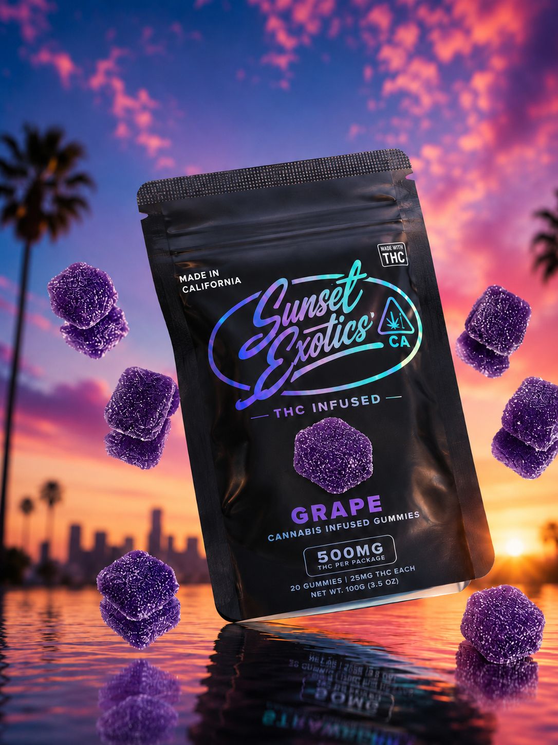Sunset Exotics grape XL high-dose THC gummies